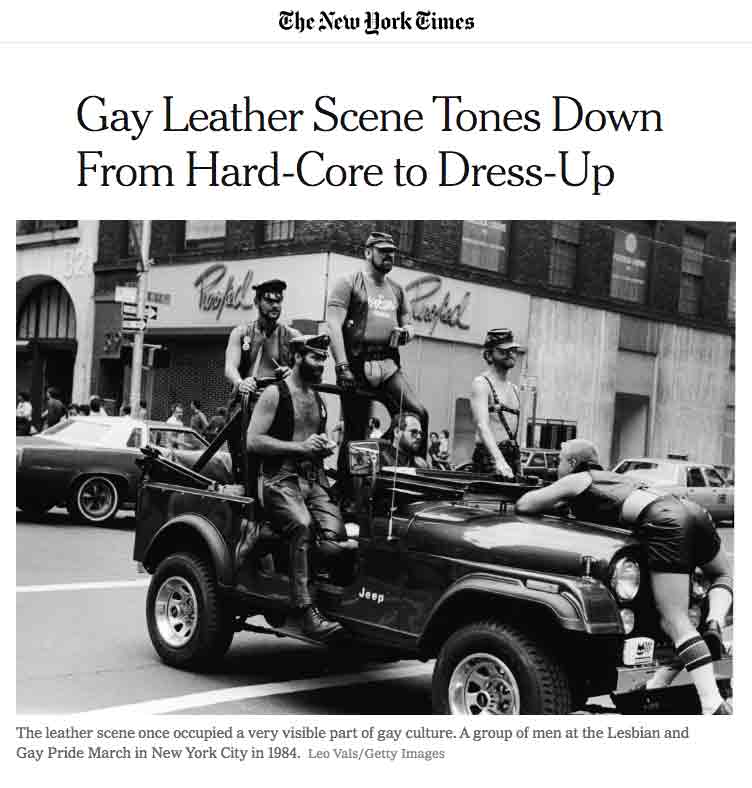 Time magazine article about how the leather scene tones down from hard-core to dress-up