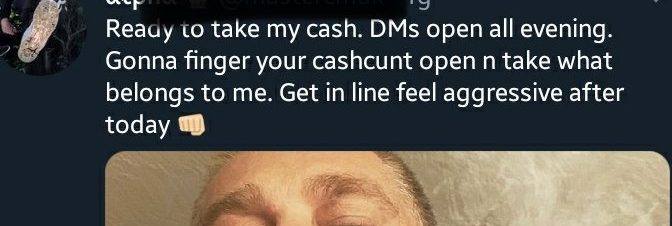 an example of a cashmaster doing findom on twitter