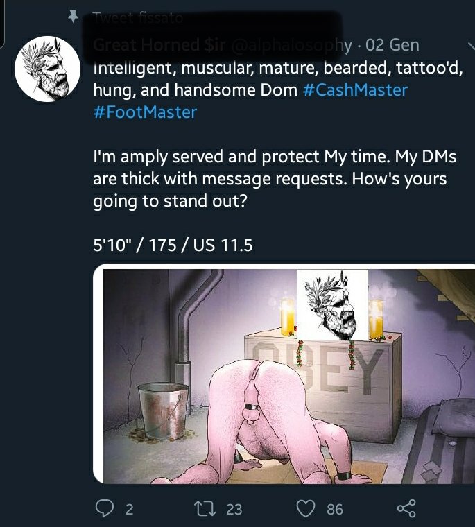 picture of a twitter findom account showing no respect for the partner