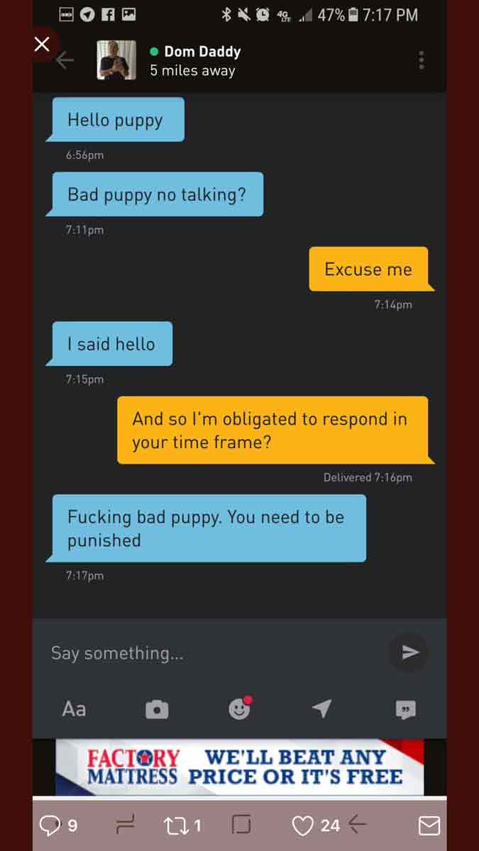 dominant approach on grindr