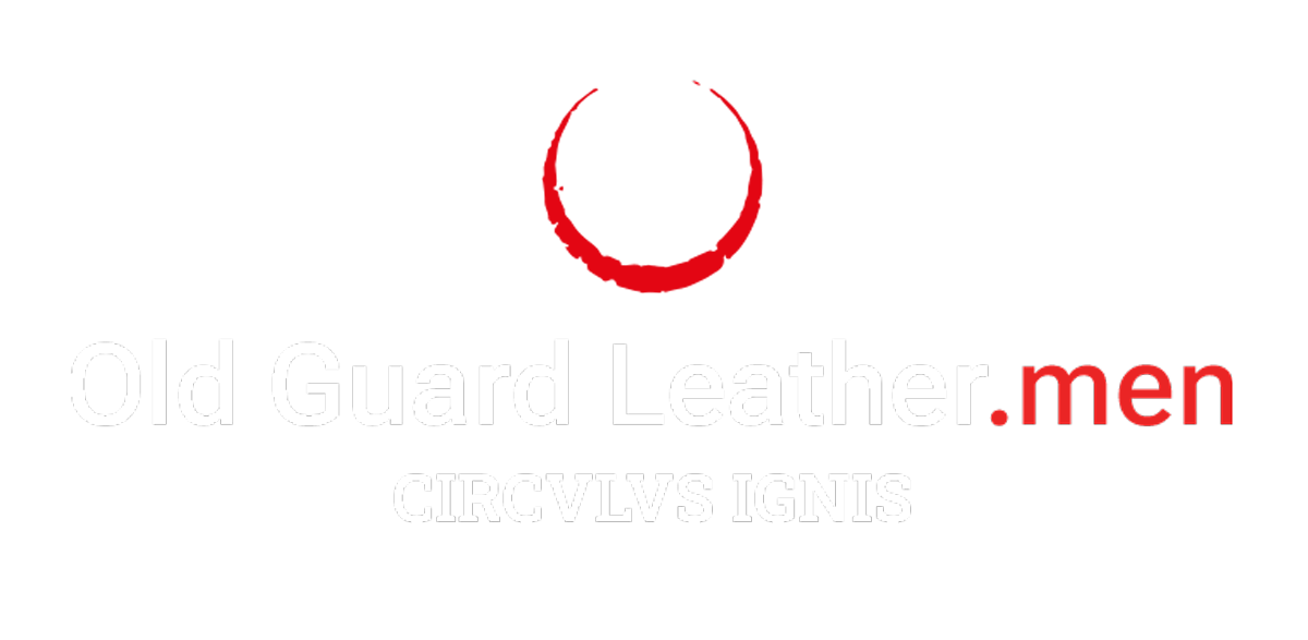 Old Guard Leathermen Logo, formerly known as Old Guard Leathermen, in white with transparent background